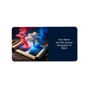 Étiquette Imaginaire mignon Sakura bleu rouge