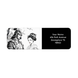 Étiquette Imaginaire mignon Samurai Geisha crayon