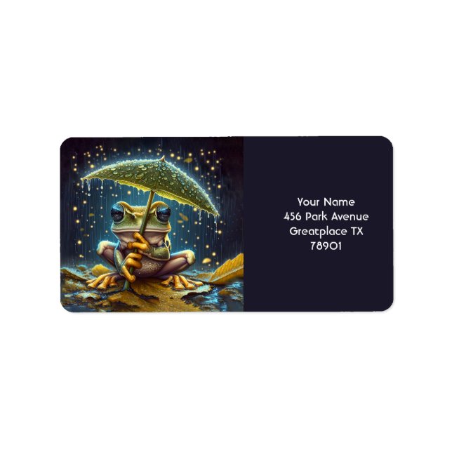 Étiquette Imaginaire Mignonne Parapluie Frog Pluie (Devant)