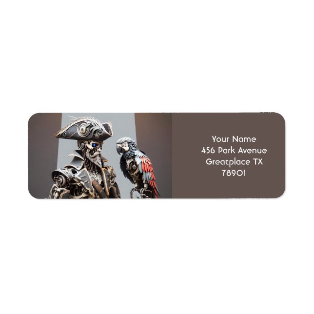 Étiquette Imaginaire Parrot mignonne Cyborg Pirate (Devant)