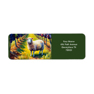 Étiquette Imaginaire Vignoble Vignoble du mouton Vivid Aquar