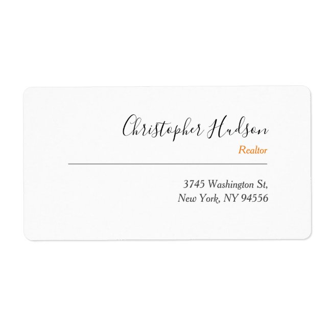 Étiquette Immobilier simple professionnel (Devant)