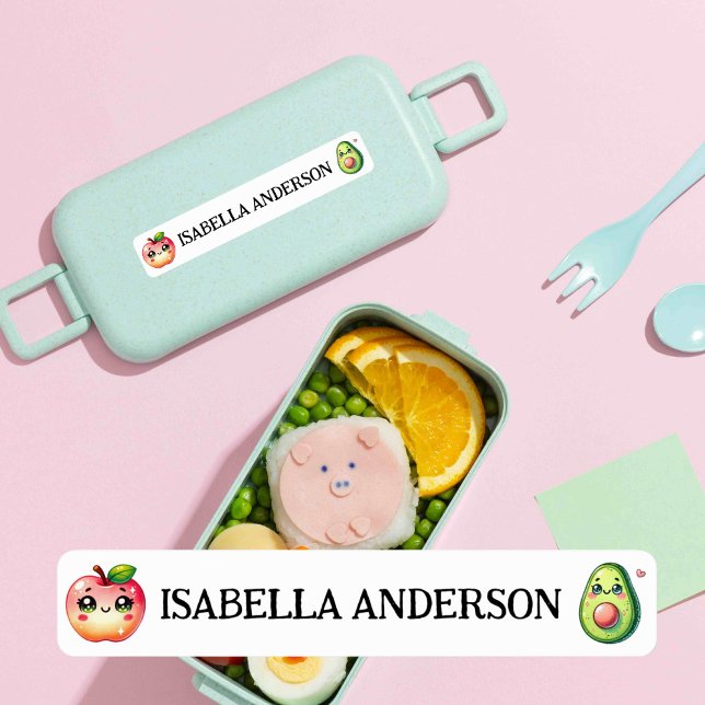 Étiquette Imperméable Design Mignon École Kawaii (children lunch box labels)