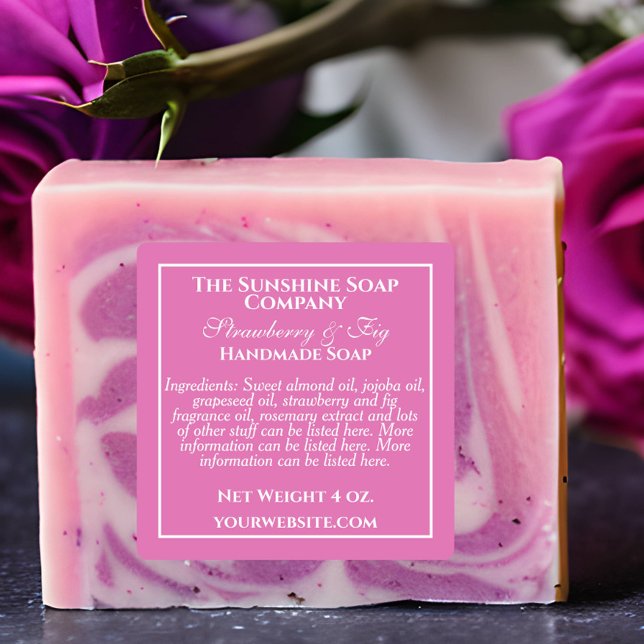 Étiquette imperméable simple rose blanc savon cosm (Créateur téléchargé)