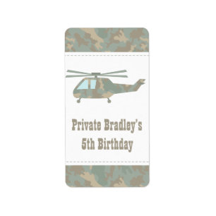Étiquette Impression camouflage Hélicoptère Armée Garçons Fê