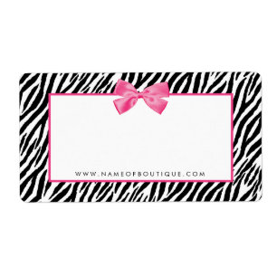 Étiquette Impression Zebra À La Mode Avec Boutique Chic Bow