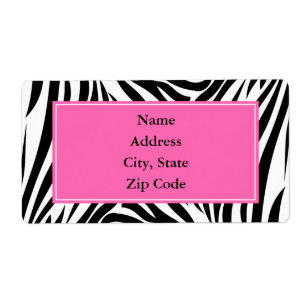 Étiquette Impression Zèbre noir et blanc avec rose chaud