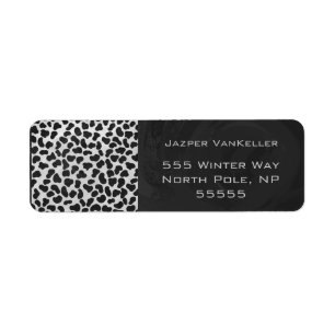 Étiquette Imprimés noir et blanc à monogramme dalmate
