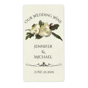 Étiquette In Love - Vintage Magnolia Mariage Vin personnalis