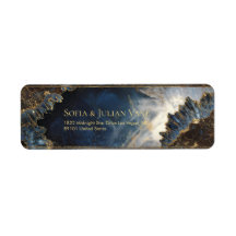 Indigo Gold Foil Crystal Geode Return Address