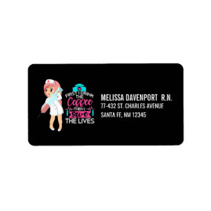 Étiquette Infirmière amusante qui dit avec une grande aiguil