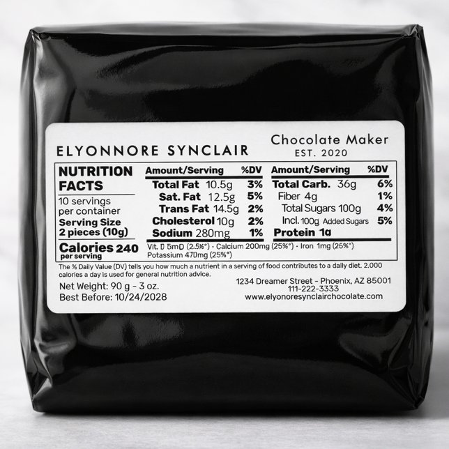 Étiquette Informations nutritionnelles sur l'emballage du fa (Créateur téléchargé)