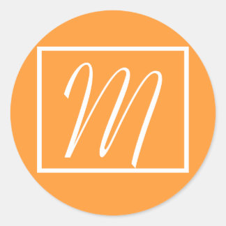 Étiquette initial du Mariage orange personnalisé