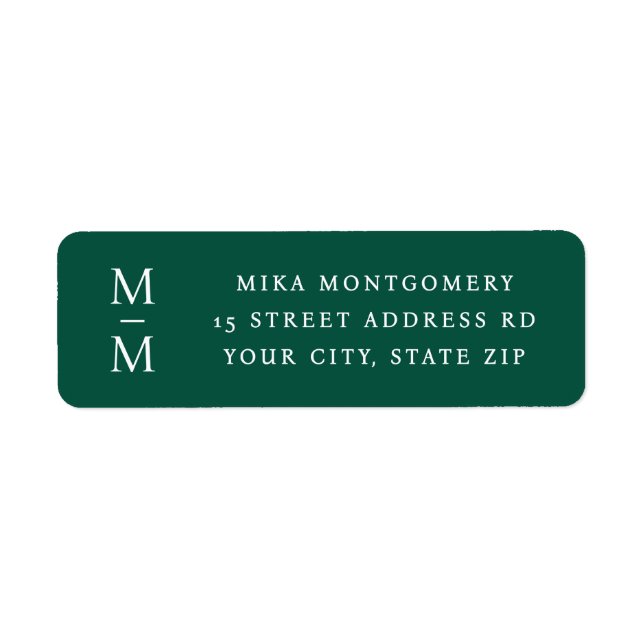 Étiquette Initiale de monogramme élégant en vert foncé pour  (Devant)