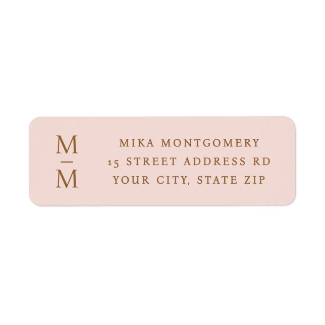 Étiquette Initiales de monogramme élégantes avec adresse de  (Devant)