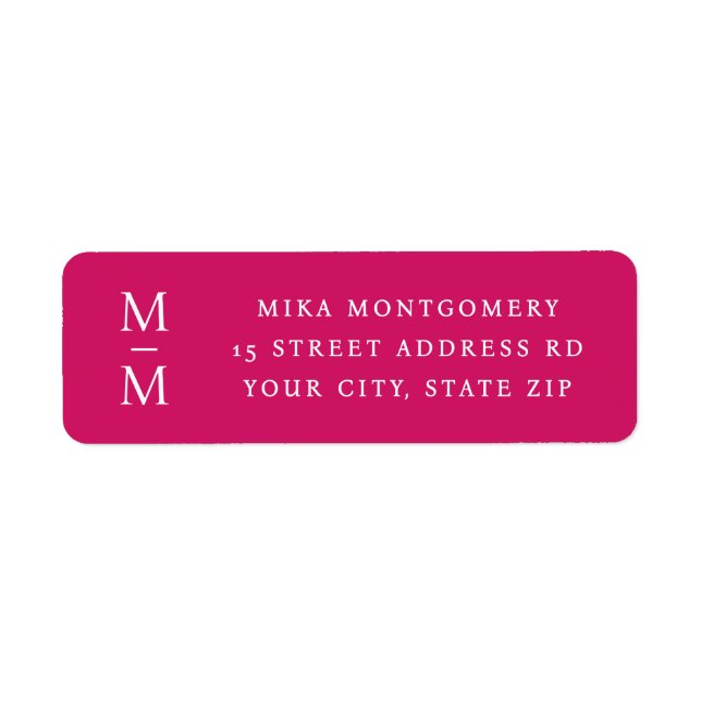 Étiquette Initiales de monogramme élégantes en rose profond  (Devant)