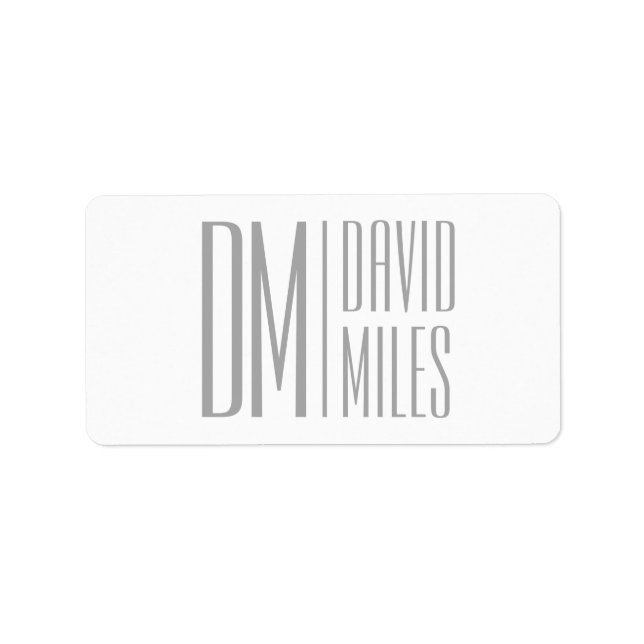 Étiquette Initiales et logo de nom gris minimal et moderne é (Devant)