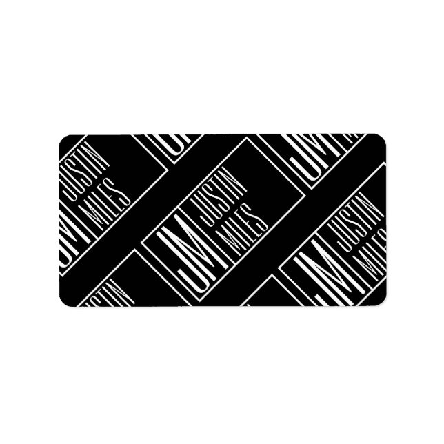 Étiquette Initiales modernes avec nom Monogram Motif (Devant)