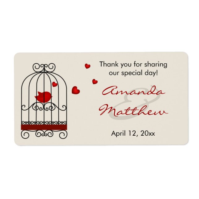Étiquette Inséparable en mariage pour cage à oiseaux Favoris (Devant)
