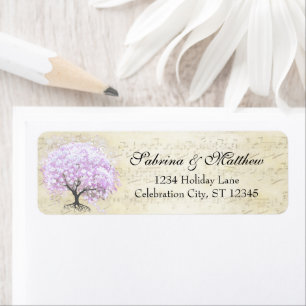 Étiquette Inséparable médiéval Feuille de coeur Lavande Arbr