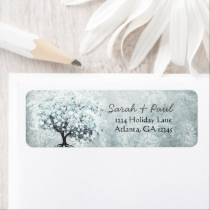 Étiquette Inséparable victorien bleu Damask Heart Leaf Tree