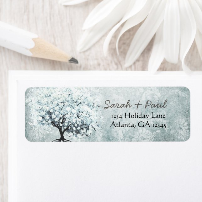 Étiquette Inséparable victorien bleu Damask Heart Leaf Tree (En situation)