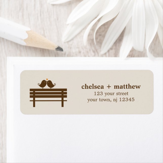 Étiquette Inséparables sur le Mariage Park Bench (En situation)
