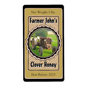 Étiquette Insérer une photo Noir & Or Mariage Jar de miel