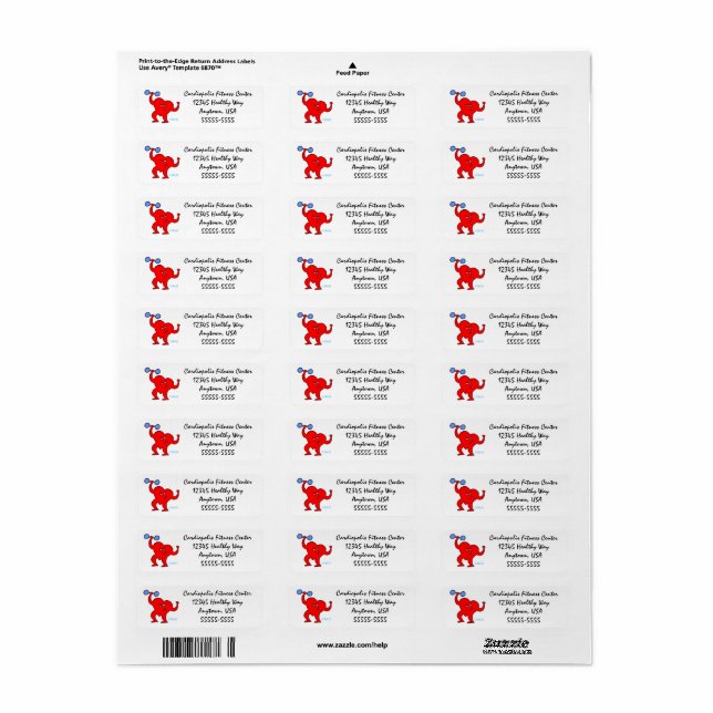 Étiquette Instructeur d'aérobic Cardio Fitness Coeur (Feuille entière)