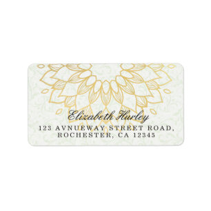 Étiquette Instructeur de méditation Yoga Gold Mandala Fleurs