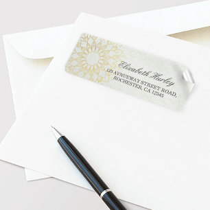 Étiquette Instructeur de méditation Yoga Gold Mandala Fleurs