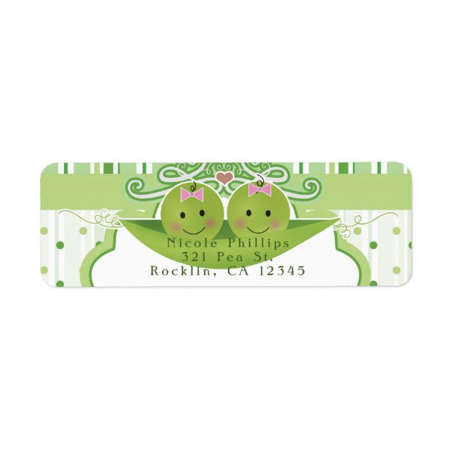 Étiquette Invitation à la Baby Shower pour Filles Jumelles T (Devant)