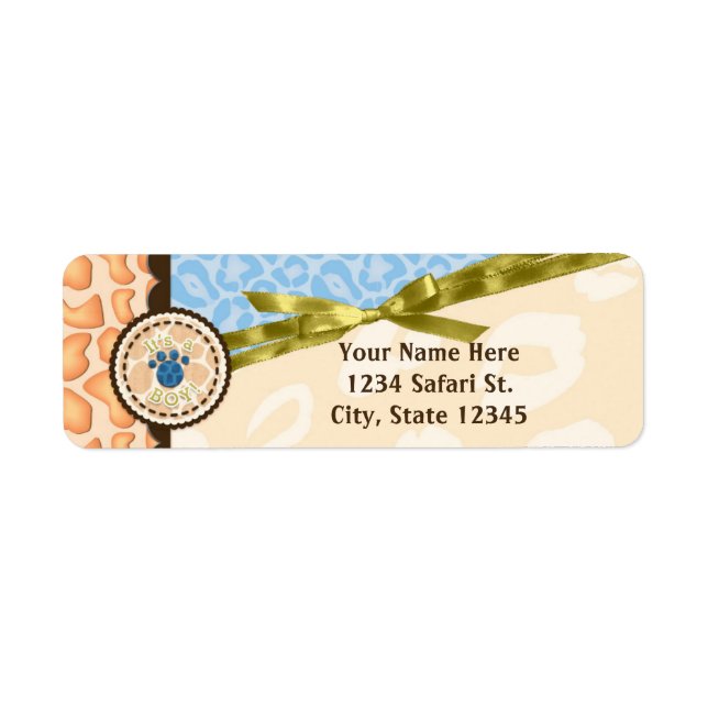 Étiquette Invitation à la Baby Shower Thème Safari Bleu pour (Devant)