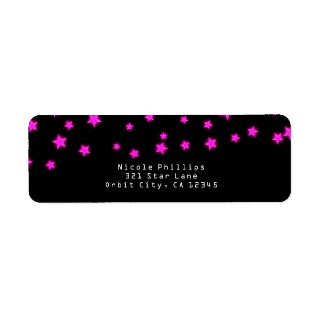 Étiquette Invitation à la fête d'anniversaire aux étoiles ro (Devant)