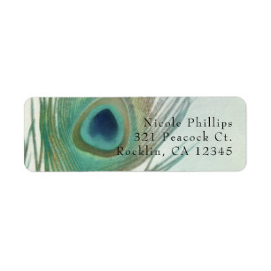 Étiquette Invitation aquarelle chic boho plume de paon