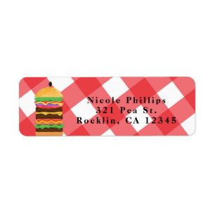 Étiquette Invitation barbecue de l'été pour hamburger rouge