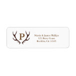 Étiquette Invitation Brown Rustique Deer Antlers<br><div class="desc">Brown Rustic Deer Antlers Woodsy Invitation Étiquettes. Customisez avec tout texte. Éléments correspondants disponibles.</div>