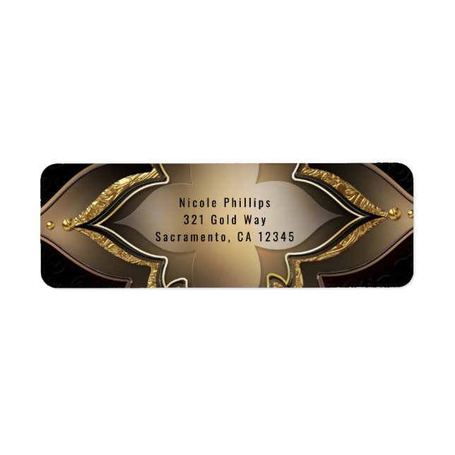 Étiquette Invitation de fête à fleurs exotiques noir et or g (Devant)