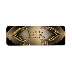 Étiquette Invitation de fête de fleurs exotiques Gold Black