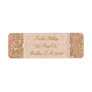 Étiquette Invitation de fête Glam Crystal Pailletée Rose et