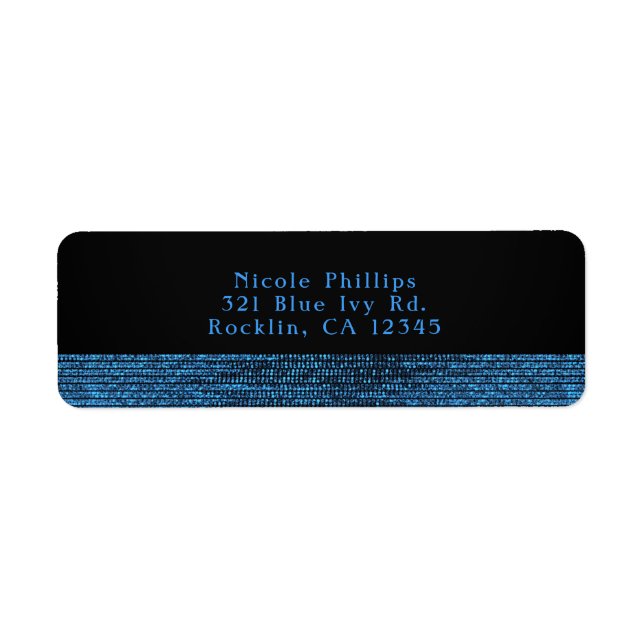 Étiquette Invitation de fête moderne bleue et noire avec seq (Devant)