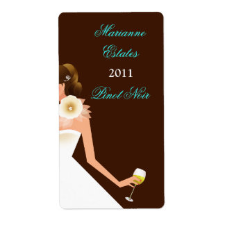 Étiquette Invitation de vin nuptial (Brunette sur marron ave