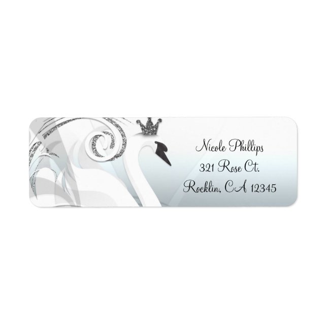 Étiquette Invitation élégante argent et blanc de la princess (Devant)
