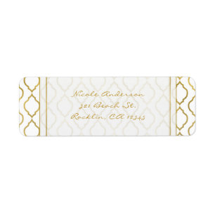 Étiquette Invitation élégante marocaine dorée et blanche de 