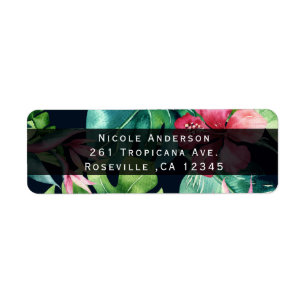Étiquette Invitation été feuilles d'hibiscus floral tropical