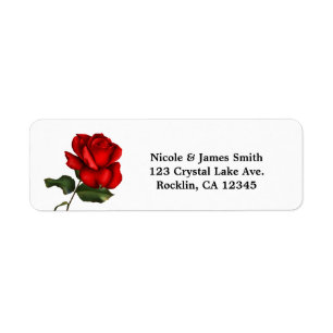 Étiquette Invitation florale à longue tige de rose rouge élé