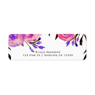 Étiquette Invitation florale moderne lumineuse rose et viole