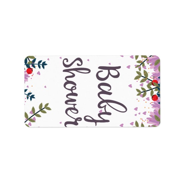 Étiquette Invitation florale pour Baby Shower (Devant)