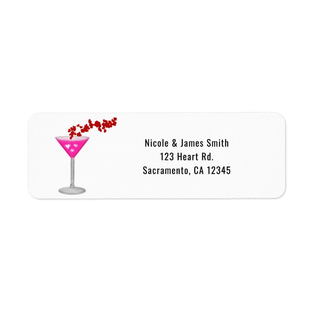 Étiquette Invitation pour une soirée cocktail rose pour la S (Devant)