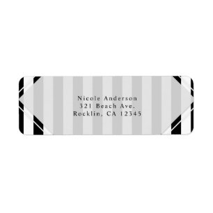 Étiquette Invitation rayée moderne noir et blanc